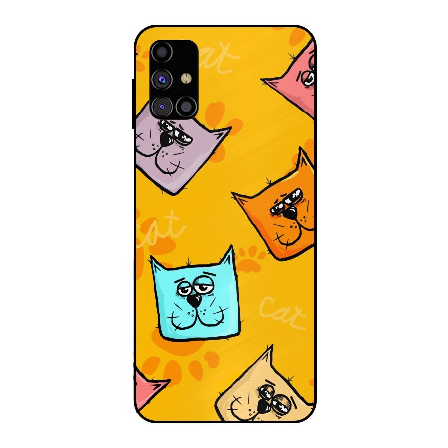 Cute Cat Pattern Metal Back Case for Galaxy M31s