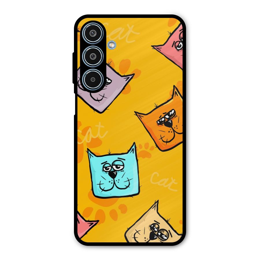 Cute Cat Pattern Metal Back Case for Galaxy M35