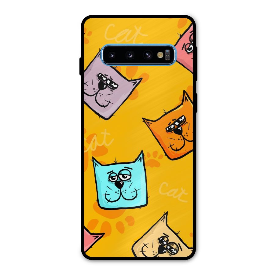 Cute Cat Pattern Metal Back Case for Galaxy S10