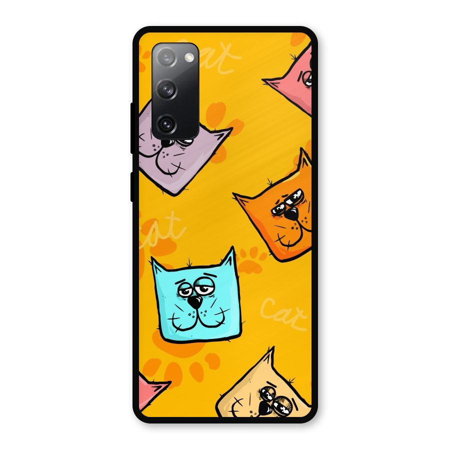 Cute Cat Pattern Metal Back Case for Galaxy S20 FE 5G