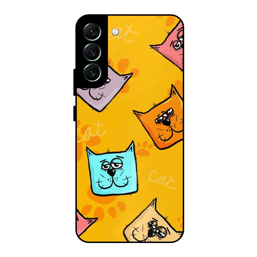 Cute Cat Pattern Metal Back Case for Galaxy S22 Plus 5G