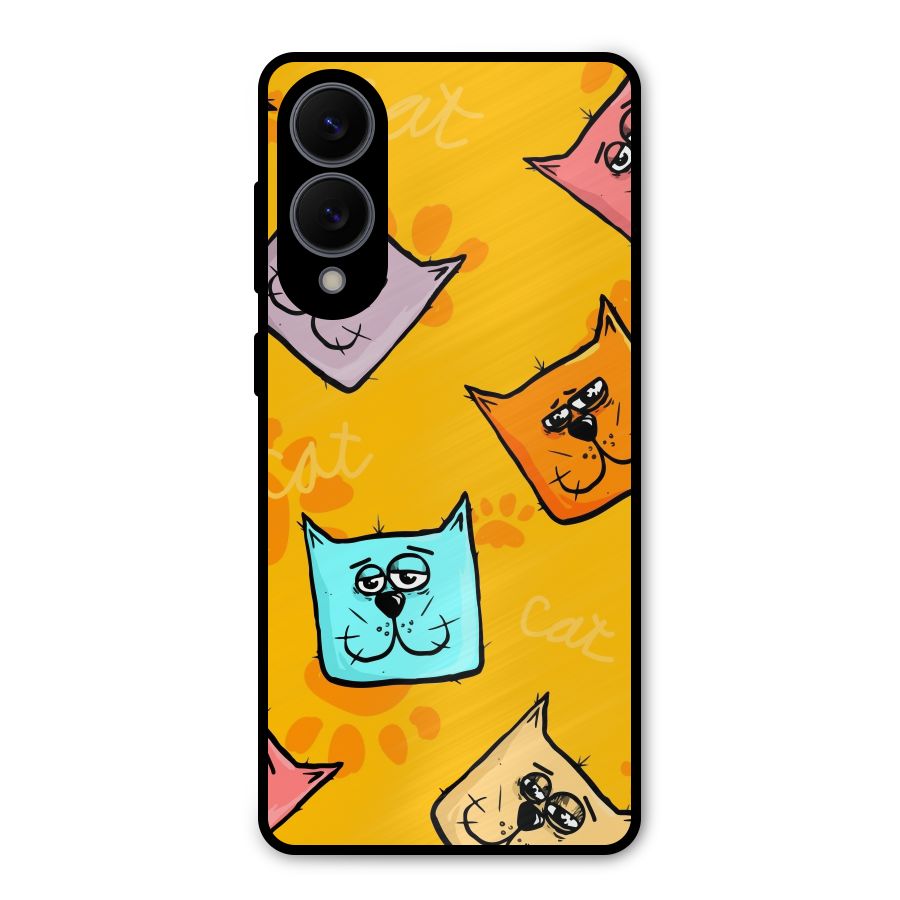Cute Cat Pattern Metal Back Case for Galaxy S25 Edge
