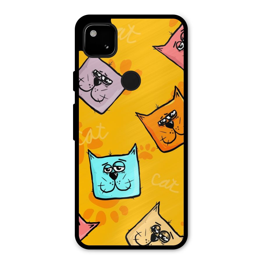 Cute Cat Pattern Metal Back Case for Google Pixel 4a