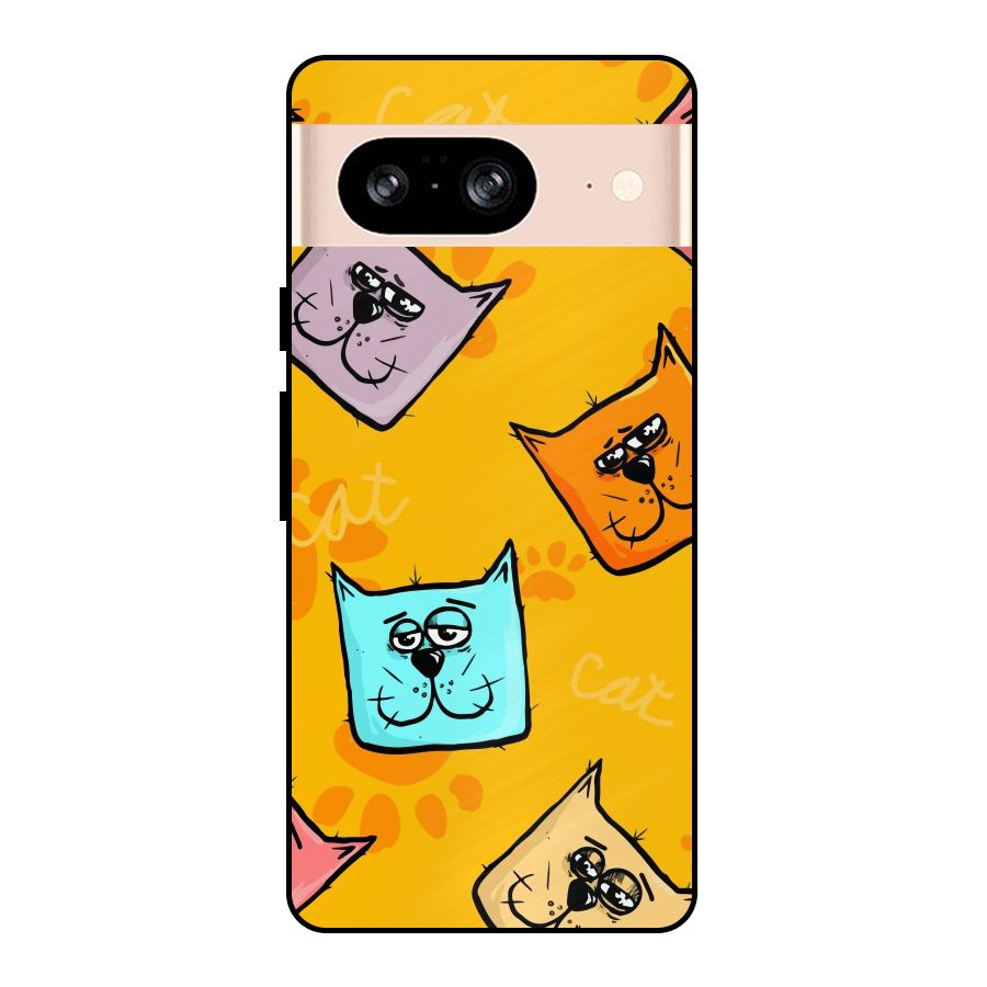 Cute Cat Pattern Metal Back Case for Google Pixel 8