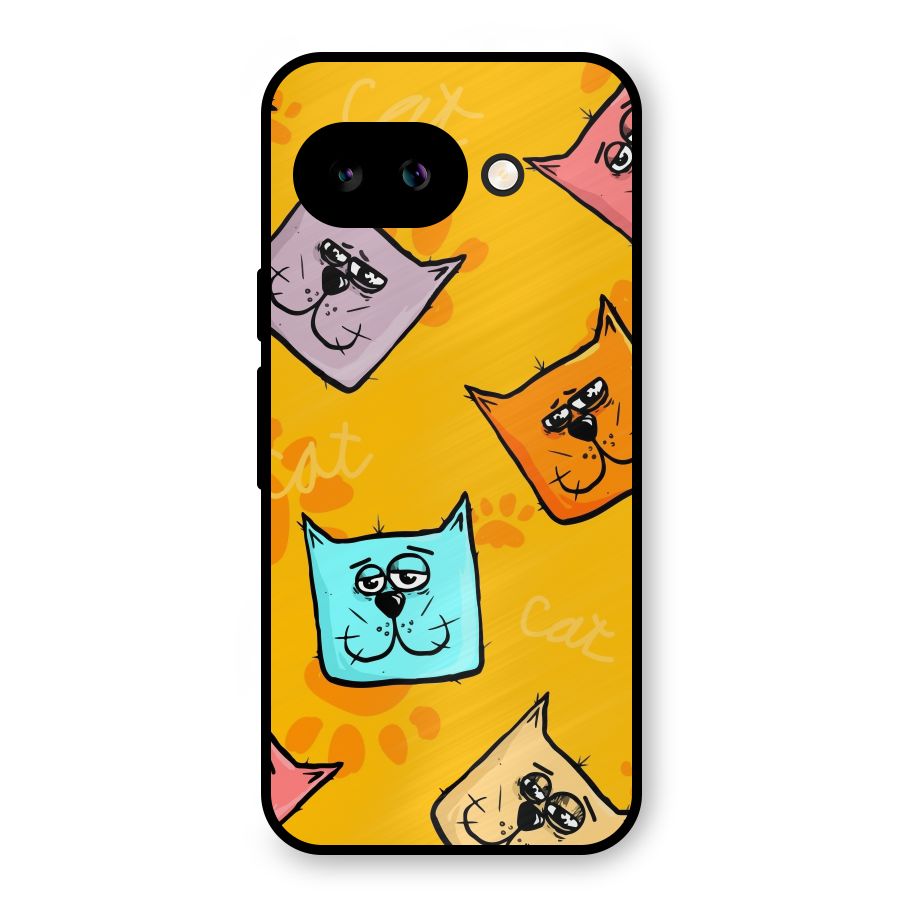 Cute Cat Pattern Metal Back Case for Google Pixel 9a
