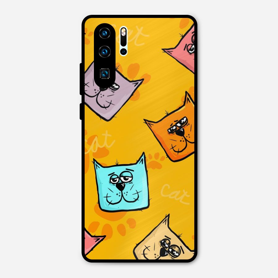 Cute Cat Pattern Metal Back Case for Huawei P30 Pro