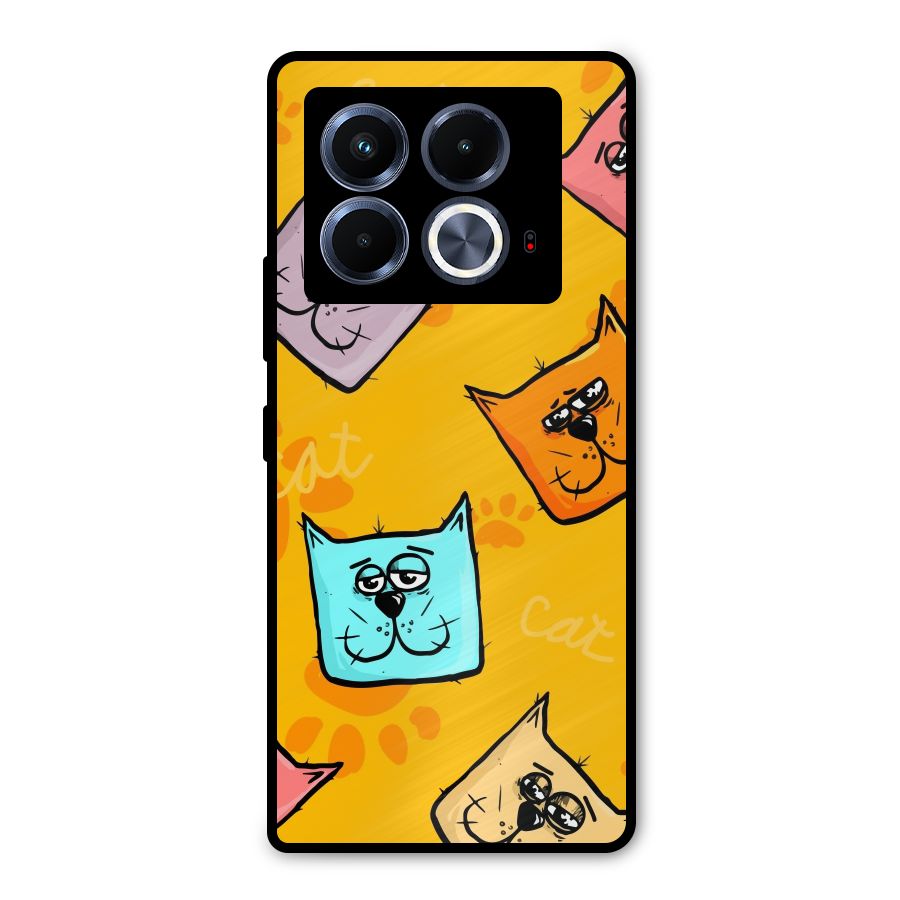 Cute Cat Pattern Metal Back Case for Infinix Note 40 5G