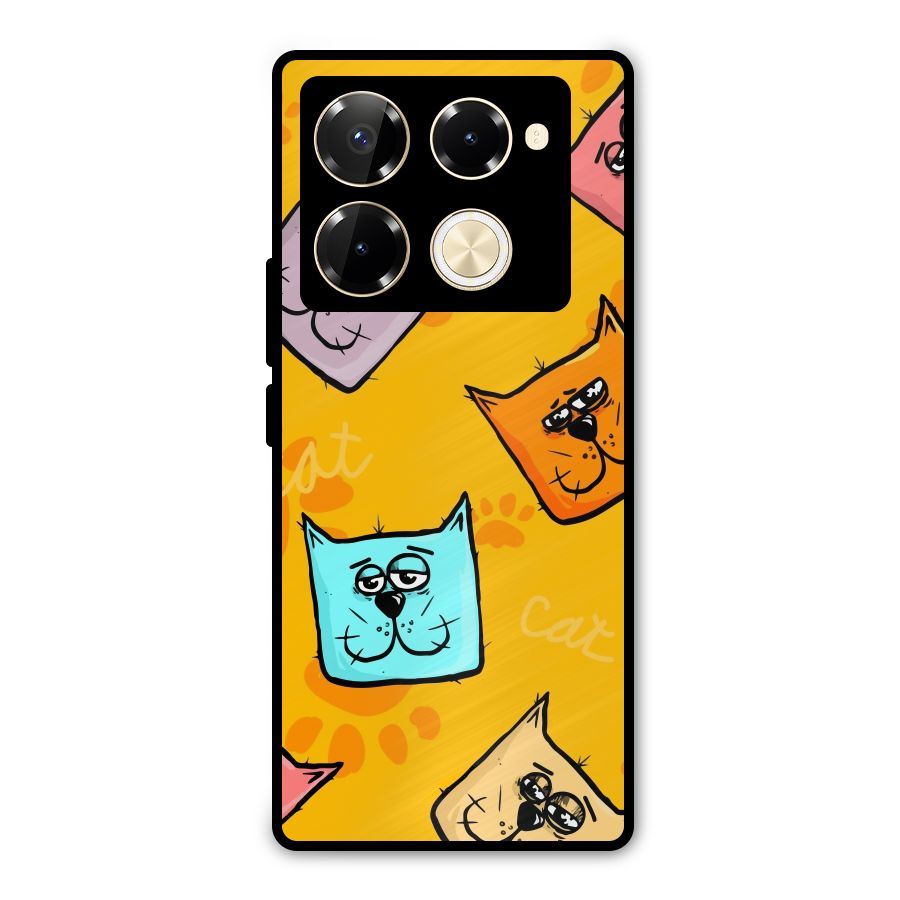 Cute Cat Pattern Metal Back Case for Infinix Note 40 Pro