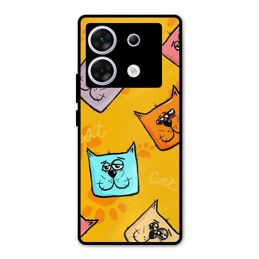 Cute Cat Pattern Metal Back Case for Infinix Zero 30 5G