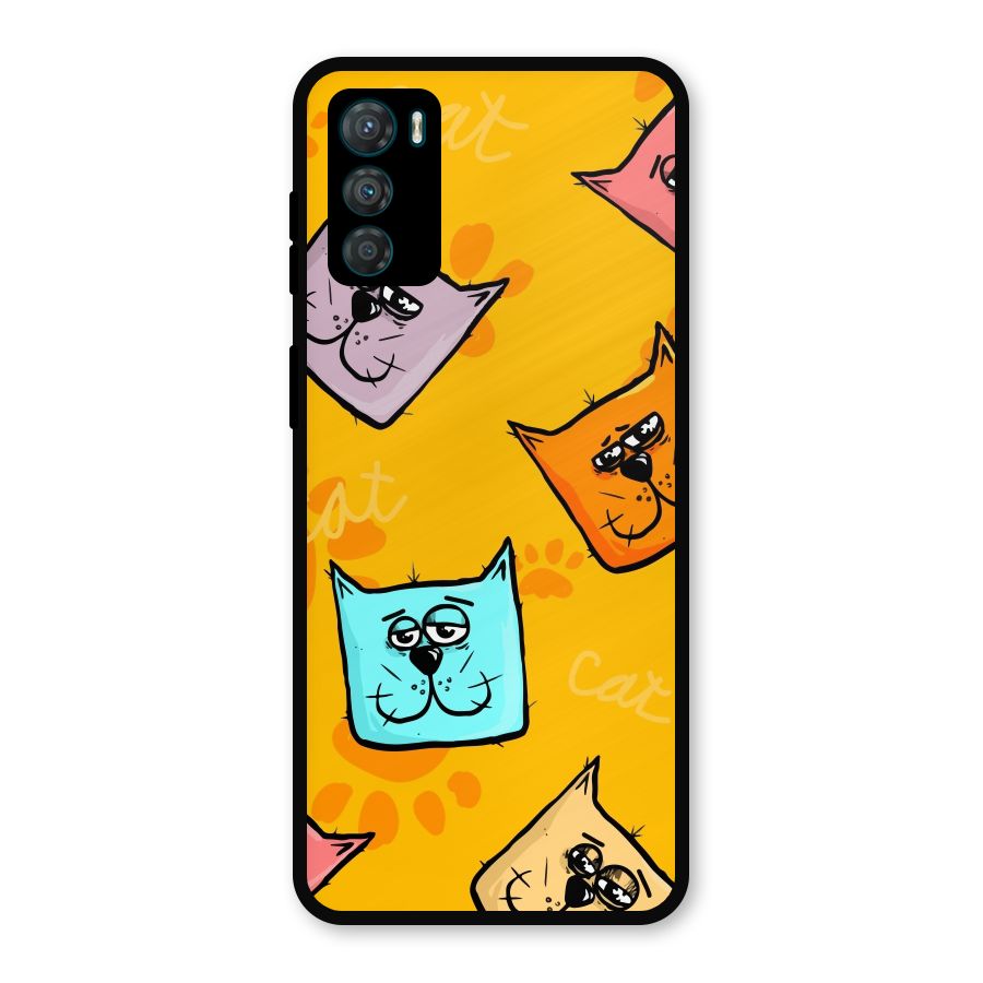 Cute Cat Pattern Metal Back Case for Moto G42