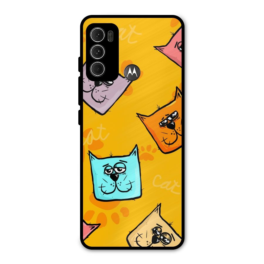 Cute Cat Pattern Metal Back Case for Moto G60