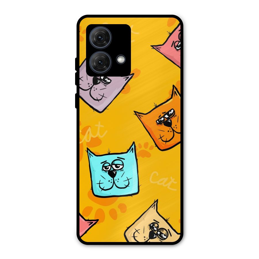 Cute Cat Pattern Metal Back Case for Moto G84
