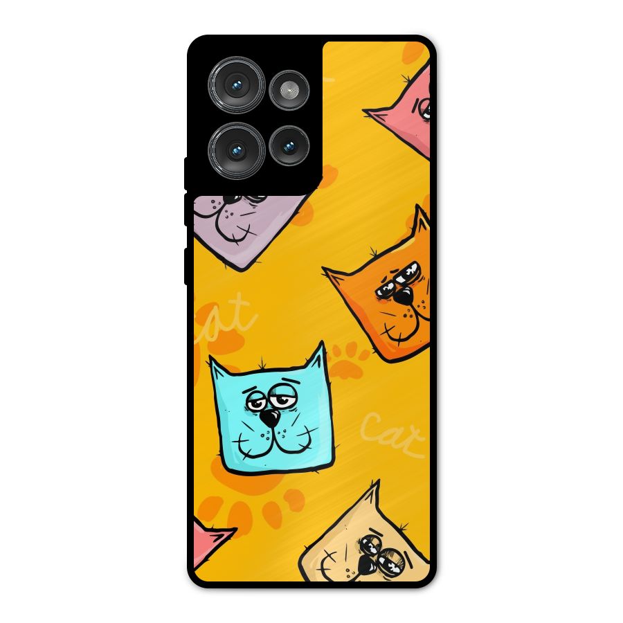 Cute Cat Pattern Metal Back Case for Motorola Edge 50