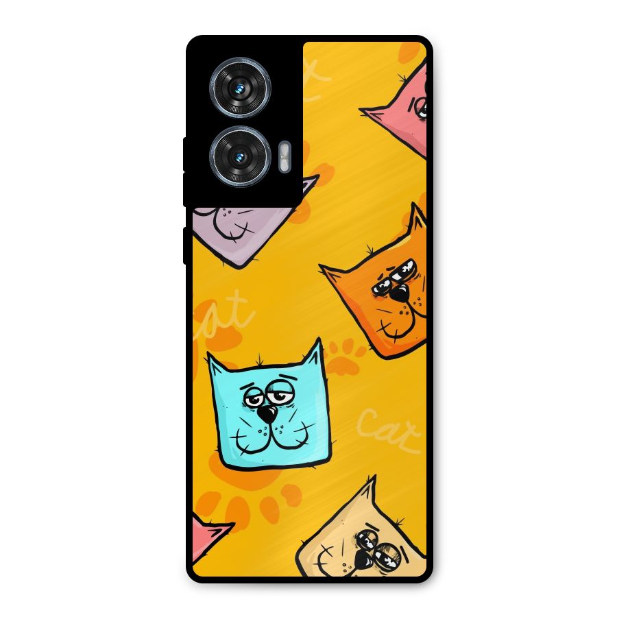 Cute Cat Pattern Metal Back Case for Motorola Edge 50 Fusion