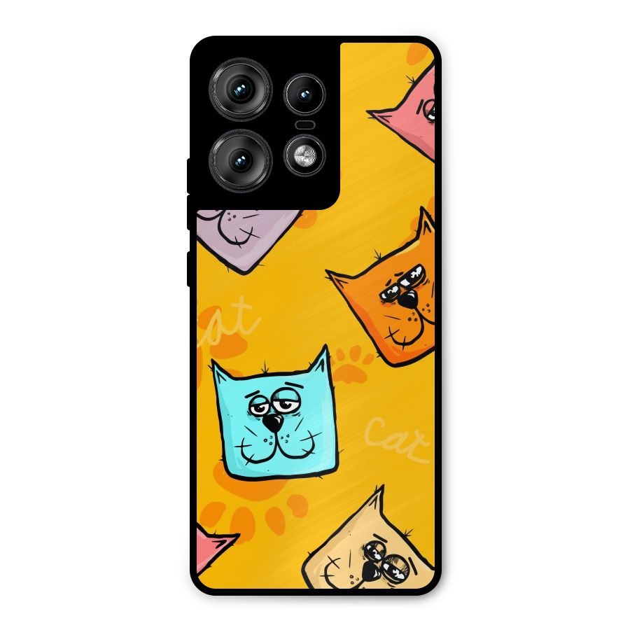 Cute Cat Pattern Metal Back Case for Motorola Edge 50 Pro