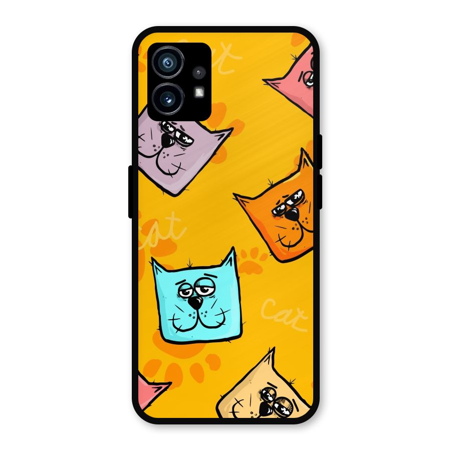 Cute Cat Pattern Metal Back Case for Nothing Phone 1