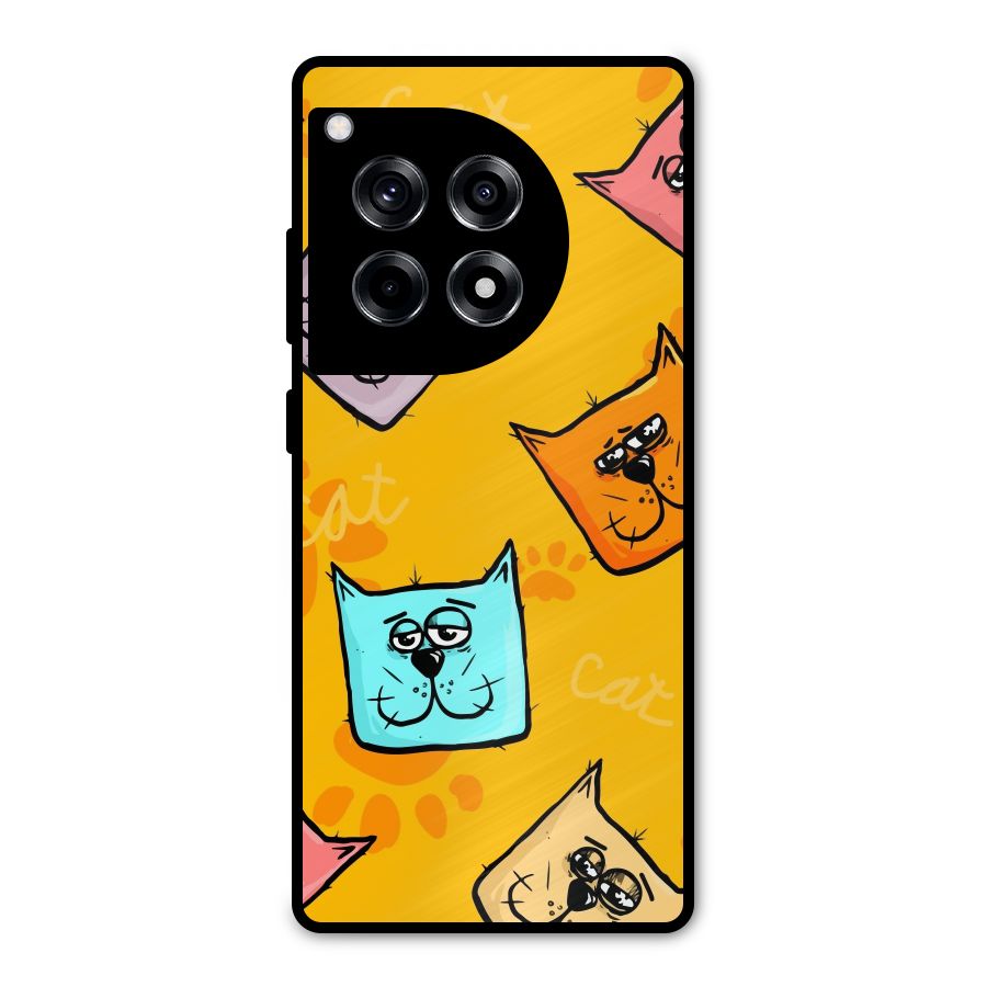 Cute Cat Pattern Metal Back Case for OnePlus 12R