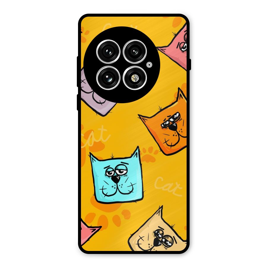 Cute Cat Pattern Metal Back Case for OnePlus 13