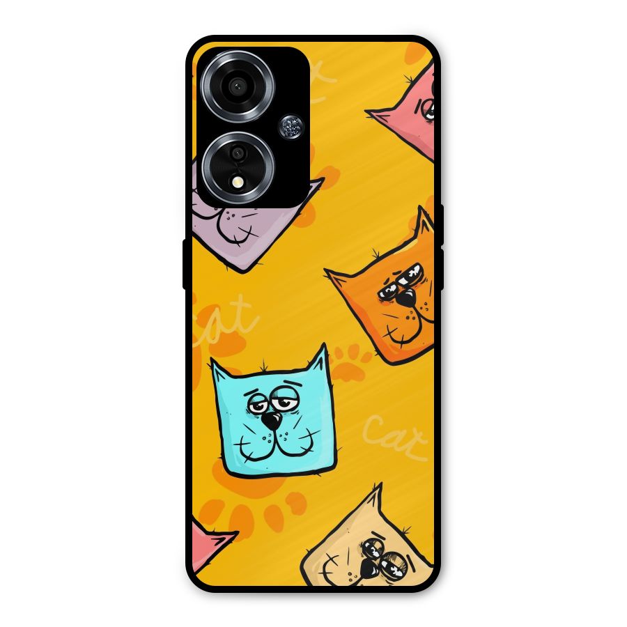 Cute Cat Pattern Metal Back Case for Oppo A59