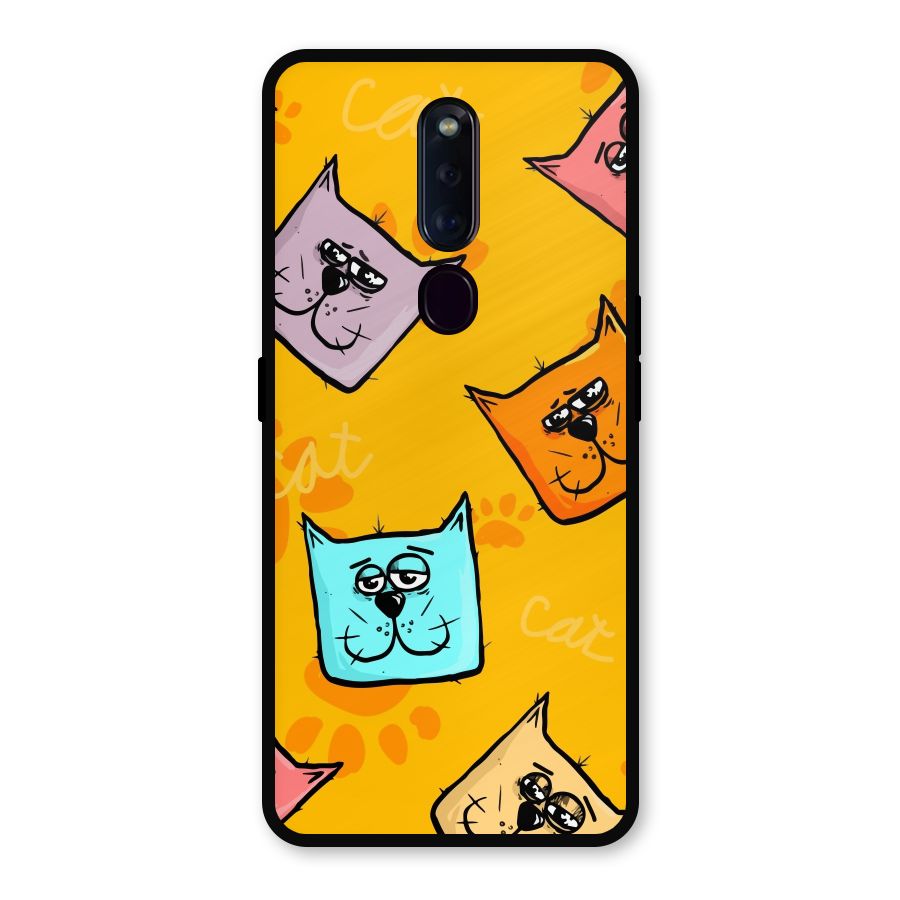 Cute Cat Pattern Metal Back Case for Oppo F11 Pro