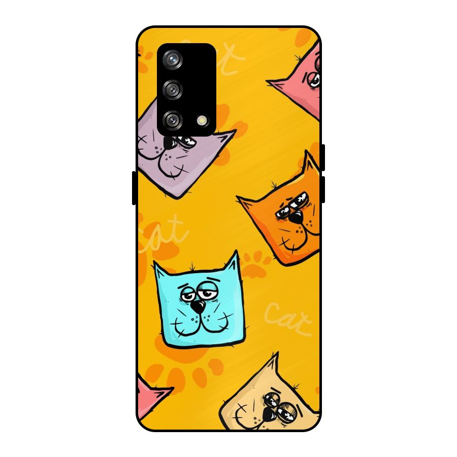 Cute Cat Pattern Metal Back Case for Oppo F19