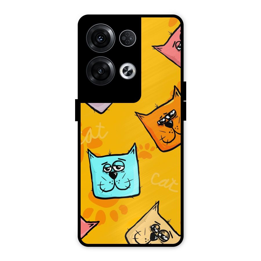 Cute Cat Pattern Metal Back Case for Oppo Reno8 Pro 5G