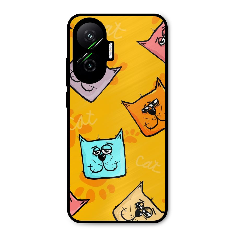 Cute Cat Pattern Metal Back Case for Poco F7