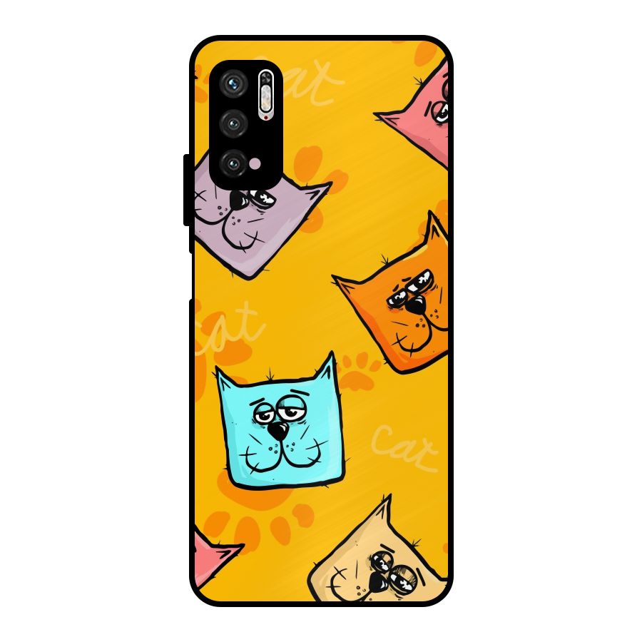 Cute Cat Pattern Metal Back Case for Poco M3 Pro 5G