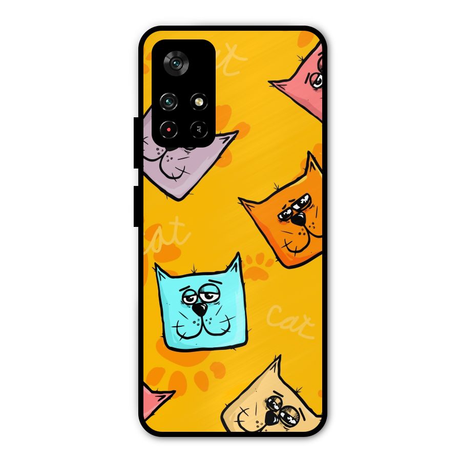 Cute Cat Pattern Metal Back Case for Poco M4 Pro 5G