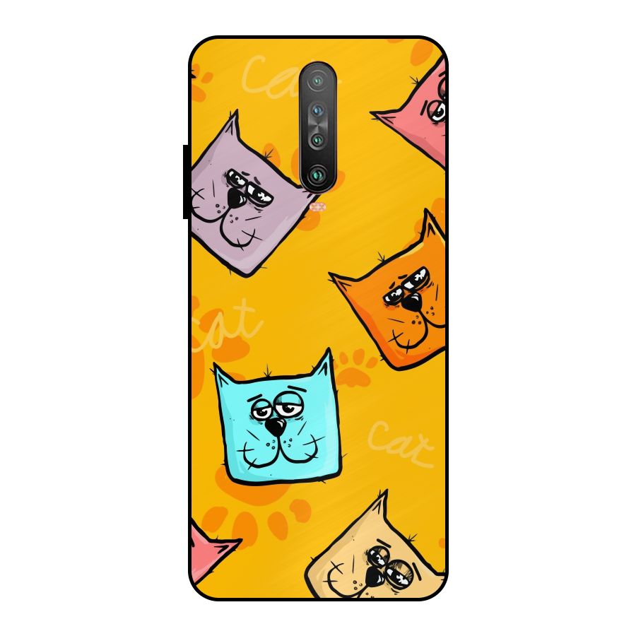Cute Cat Pattern Metal Back Case for Poco X2