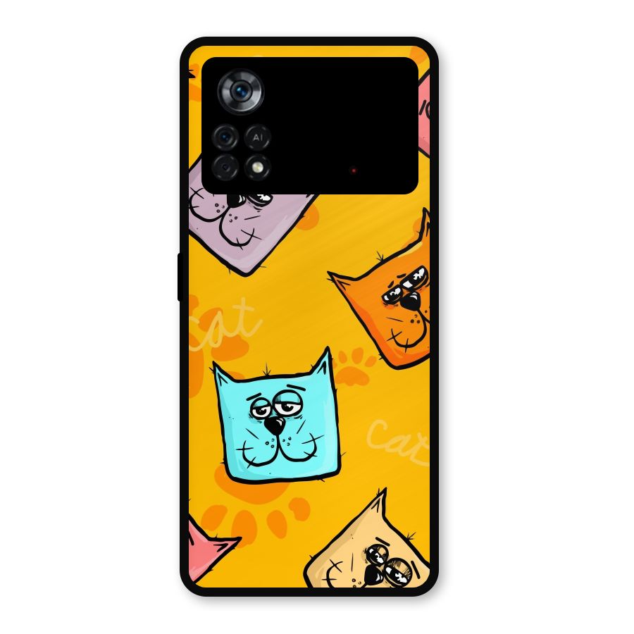 Cute Cat Pattern Metal Back Case for Poco X4 Pro 5G