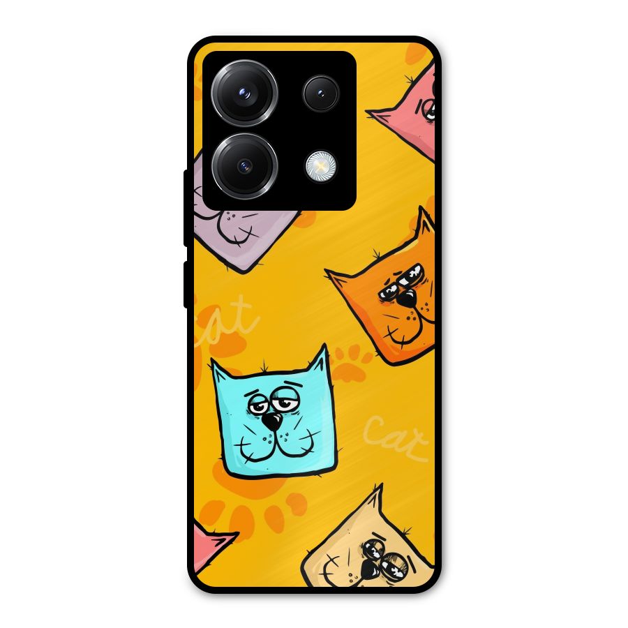 Cute Cat Pattern Metal Back Case for Poco X6