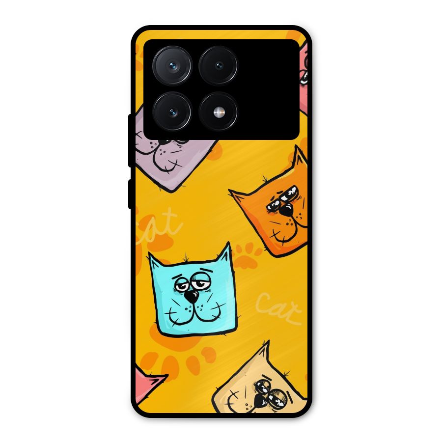 Cute Cat Pattern Metal Back Case for Poco X6 Pro