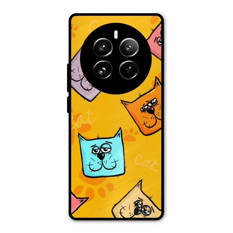 Cute Cat Pattern Metal Back Case for Realme 12 Pro