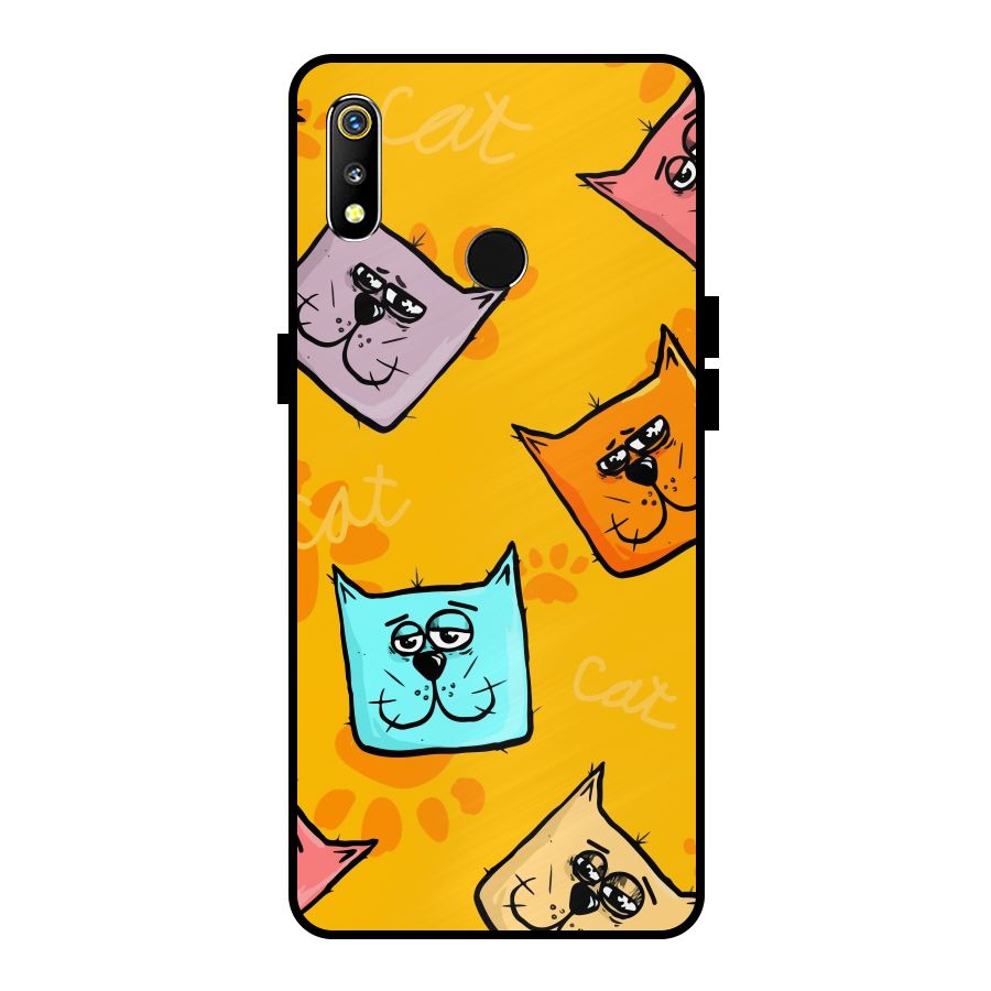 Cute Cat Pattern Metal Back Case for Realme 3i