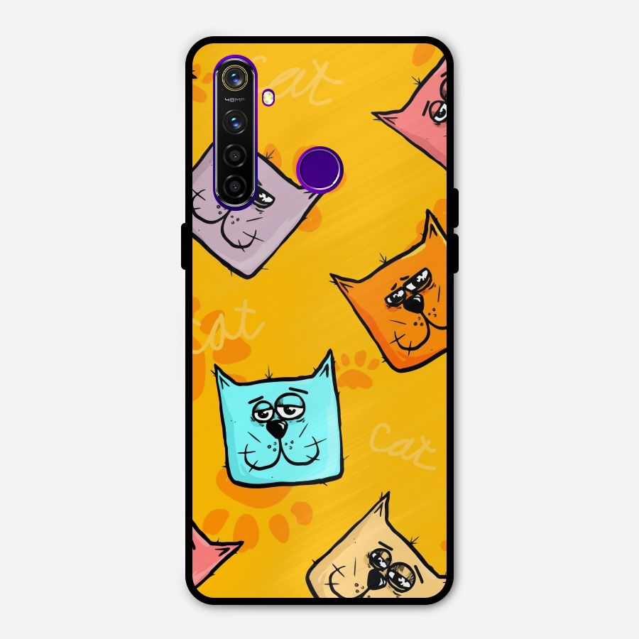 Cute Cat Pattern Metal Back Case for Realme 5 Pro