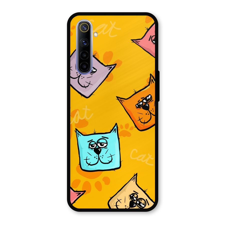 Cute Cat Pattern Metal Back Case for Realme 6i