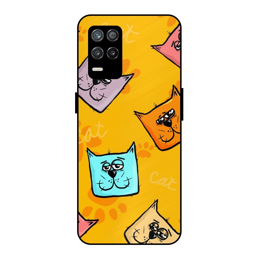 Cute Cat Pattern Metal Back Case for Realme 8s 5G