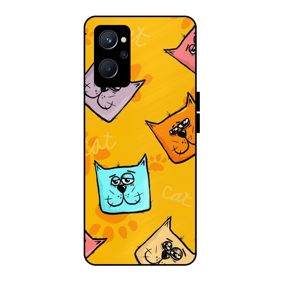 Cute Cat Pattern Metal Back Case for Realme 9i 5G