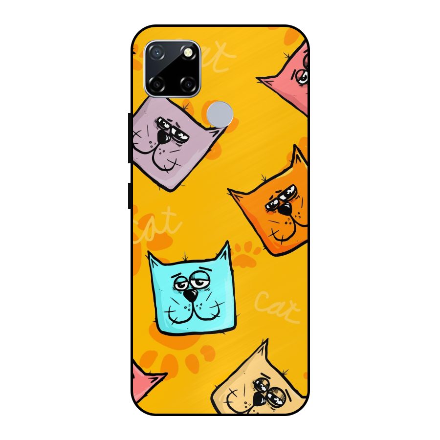 Cute Cat Pattern Metal Back Case for Realme Narzo 20