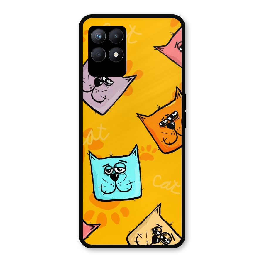 Cute Cat Pattern Metal Back Case for Realme Narzo 50