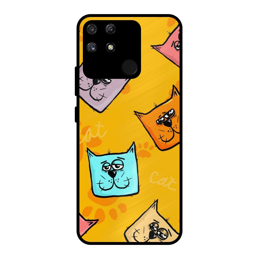 Cute Cat Pattern Metal Back Case for Realme Narzo 50A