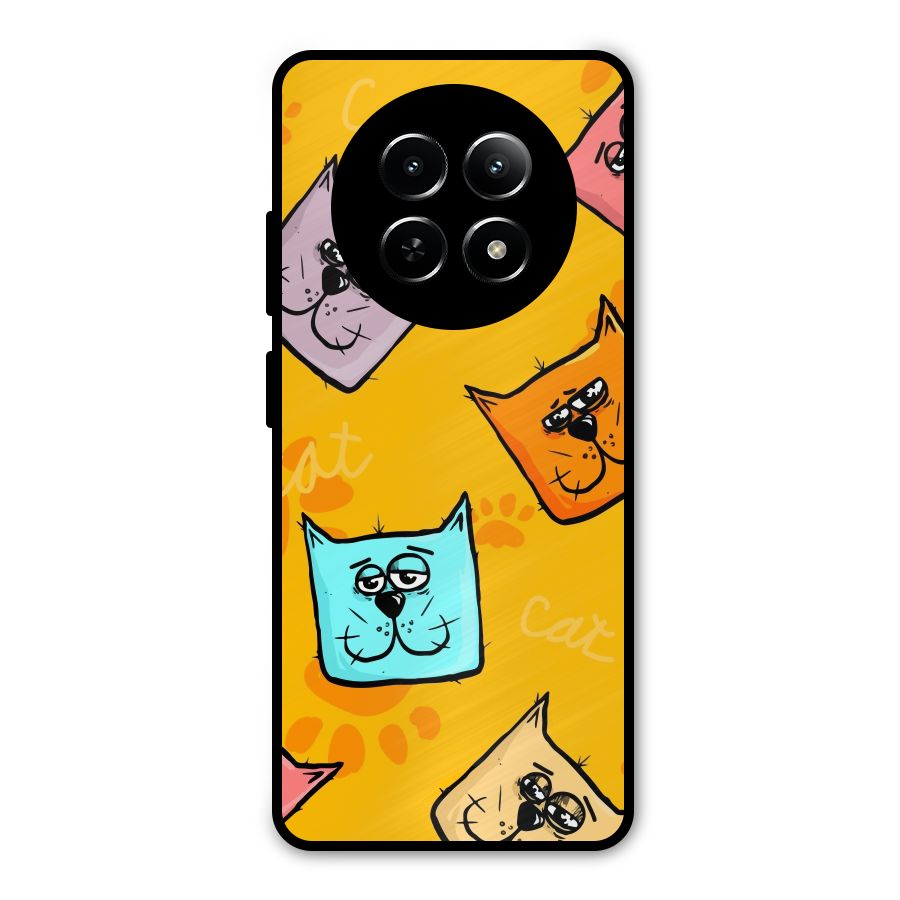 Cute Cat Pattern Metal Back Case for Realme Narzo 70x 5G