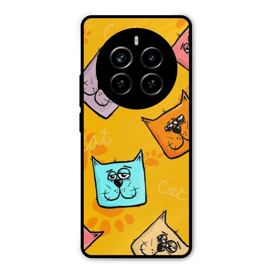 Cute Cat Pattern Metal Back Case for Realme P1 Pro