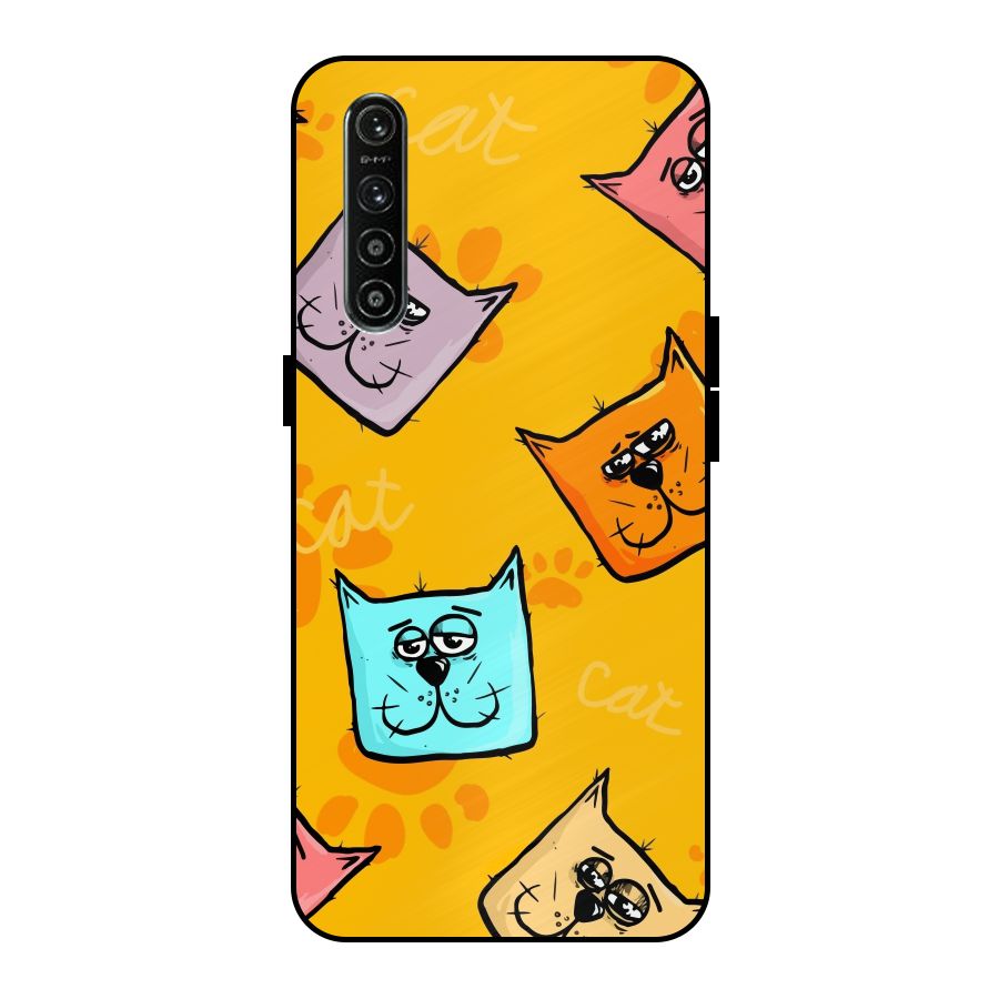 Cute Cat Pattern Metal Back Case for Realme XT