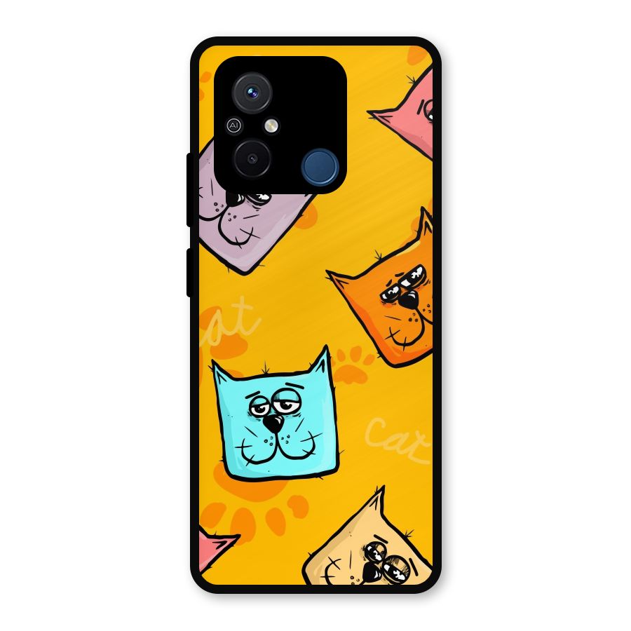 Cute Cat Pattern Metal Back Case for Redmi 12C