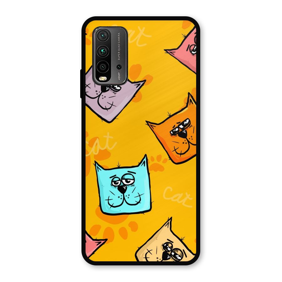 Cute Cat Pattern Metal Back Case for Redmi 9 Power