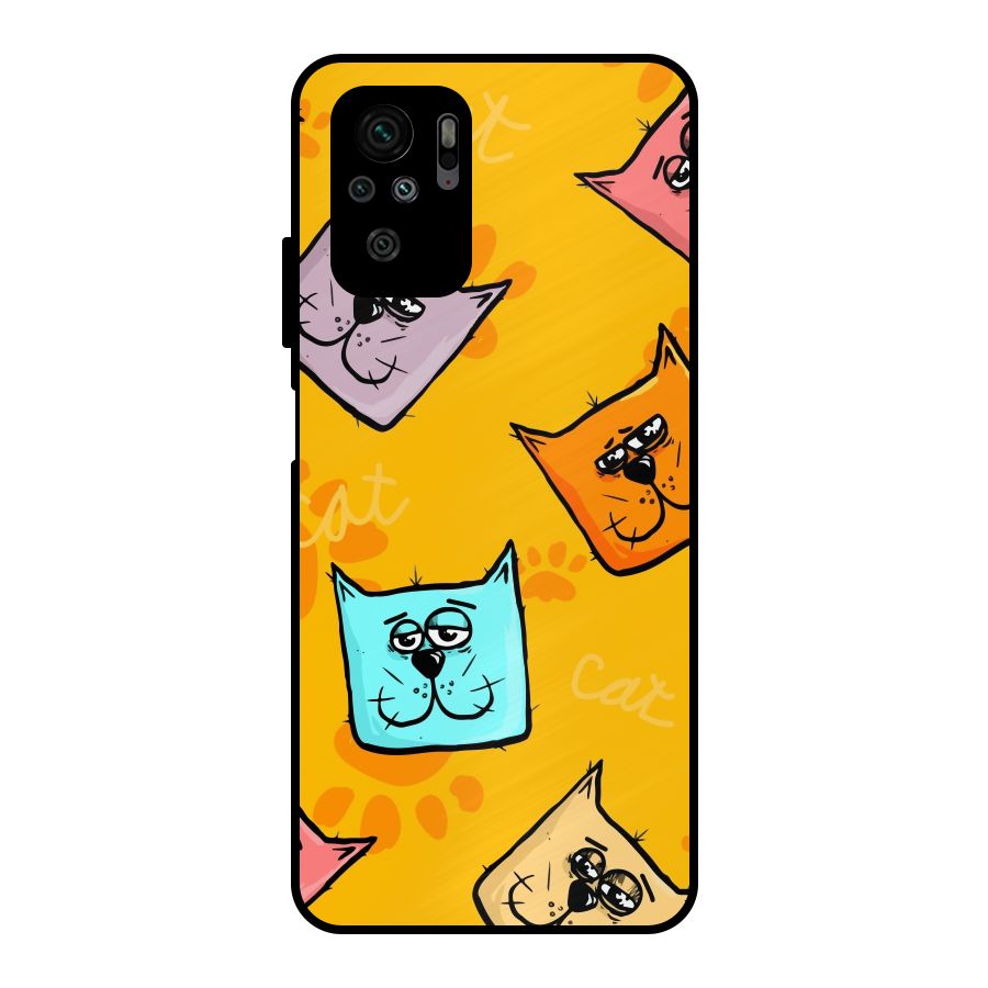 Cute Cat Pattern Metal Back Case for Redmi Note 10S