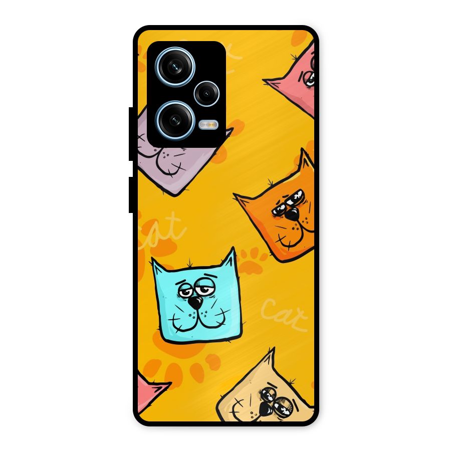 Cute Cat Pattern Metal Back Case for Redmi Note 12 Pro
