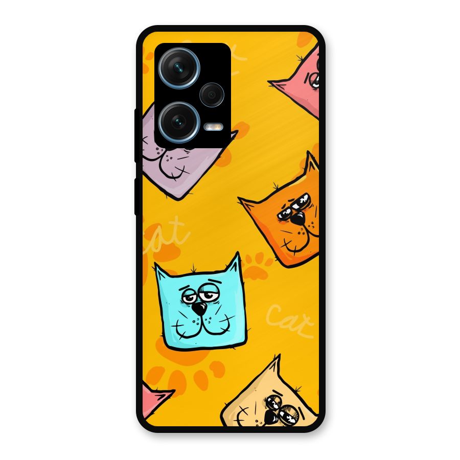 Cute Cat Pattern Metal Back Case for Redmi Note 12 Pro Plus 5G